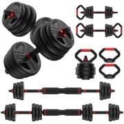 Upgo Adjustable Dumbbells, 55lbs Free Weight Set with Connector, 5 in1 Dumbbells Set as Barbell, Kettlebells, Push up Stand, Fitness Exercises for Home Gym Suitable Men/Women