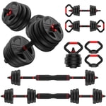 Upgo Adjustable Dumbbells, 55lbs Free Weight Set with Connector, 5 in1 Dumbbells Set as Barbell, Kettlebells, Push up Stand, Fitness Exercises for Home Gym Suitable Men/Women