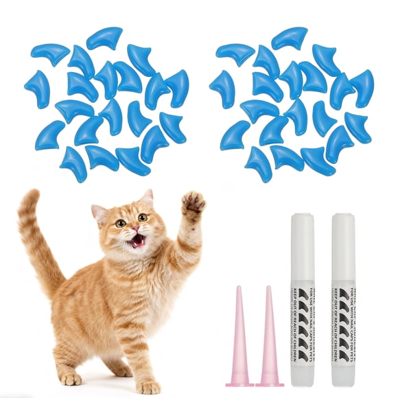 Uxcell Cat Nail Caps, Cat Claw Covers with Adhesive Glue and Applicators, Kitten Claw Caps Soft Paws, (40 Pcs, XS, Blue), Intended for Pet Tips / Nail Covers / Control Paws