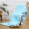 thumbnail image 4 of Comtest Chunky Knit Throw Blanket Chenille, Light Blue, 80"x80"(King Size), 4 of 6