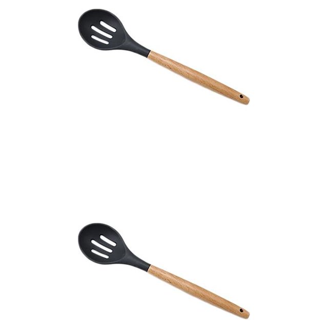 relayinert Kitchenware Wooden Handle Silicone Shovel Spoon Colander Brush Spatula Tool Missed 2Set