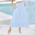 thumbnail image 2 of Bovxnpu Plus Size Skirts For Women, Womens Summer Midi Skirts Ruffle Flowy A-Line Long Skirt with Pockets, Womens Elastic Waist Drawstring Pleated Mid Skirt XXL, 2 of 5
