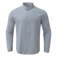 thumbnail image 3 of Kcodviy Turn-Down Shirt Long Bodysuit Short Tops Button Sleeve Men's Short Sleeve Button Casual Solid Men Shirts, 3 of 5