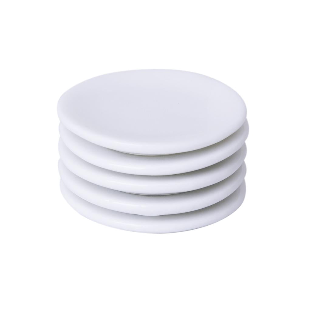 Service de Table Miniature Maison de Poupée 1:12 Ensemble d'Assiettes en Porcelaine - Blanc - 5 Pcs /