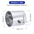 thumbnail image 2 of Unique Bargains Backdraft Damper with Sleeve, 6 Inch, Airflow Ducting Branch Vent Damper Adjustment Handle Galvanized Metal, 2 of 6