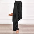 thumbnail image 4 of Diufon Straight Pants for Women Elastic High Waist Drawstring Pants Cotton Solid Color Lounge Wide Leg Pants, 4 of 5