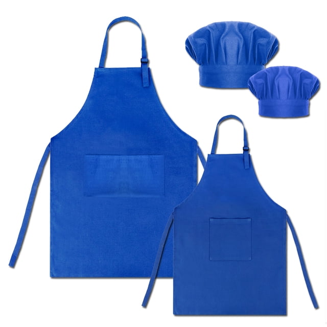 TOPTIE Tabliers de Cuisine en Toile de Coton pour Enfants et Parents et Ensemble de Toque de Chef