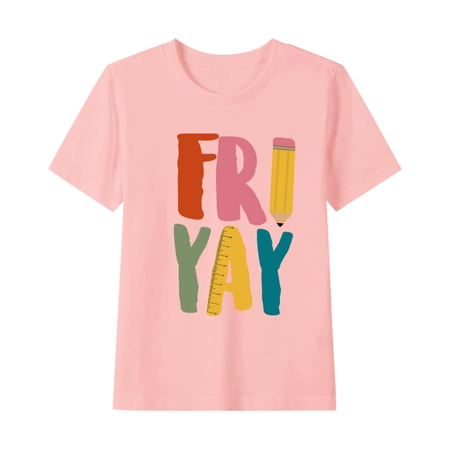 WRKEKC T-Shirts pour Garçons 1-12 Ans Imprimé Fryay Manches Courtes Col Rond Tenue Décontractée pour Enfants Tissu Doux Coupe Confortable Tenue Quotidienne Tenue d'Été