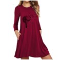 thumbnail image 1 of Robe Longue à Manches Longues Femme Imprimée Manches Longues Poches Robe Décontractée Sauvage Robe Ample Robe à Manches Longues Robes Décontractées pour Femmes Robes Décontractées Longues Décontractées, 1 of 8