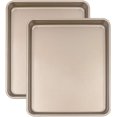 thumbnail image 1 of 11 Inch Baking Sheets for Oven Set of 2, Nonstick Toaster Oven Pans Heavy Gauge Steel 11X9 Inch Cookie Sheets for Baking, 1 Inch Deep Toaster Oven Tray Replacement (Gold)(27.5*23.5cm), 1 of 7