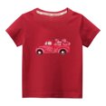 thumbnail image 1 of Penkiiy Haut à Manches Courtes Imprimé Col Rond Mode Mignon pour Enfants Garçons Filles 4-5 Ans Rouge, 1 of 6