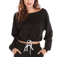 thumbnail image 3 of Ersazi Pyjamas pour Femmes Mode Féminine Col Rond Manches Longues Ensemble Chandail en Molleton et Pantalon en Liquidation Noir G, 3 of 5
