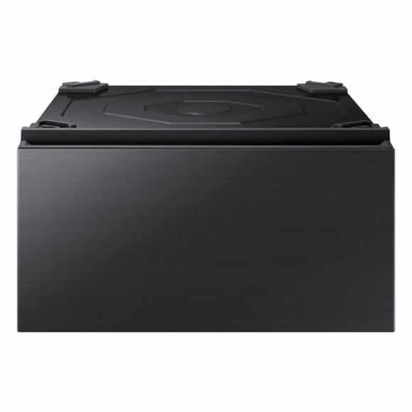 SAMSUNG Support Piédestal de Laveuse et Sécheuse sur Mesure de 27 Pouces à Chargement Frontal avec Tiroir de Rangement pour Lessive Coulissant, WE502NV, Noir Brossé