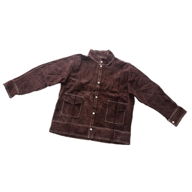 Anti-scald Cowhide Leather Welding Jacket Protective Welding Suits Coat Brown Shirt XL