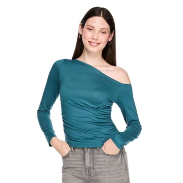 No Boundaries Women's Long-Sleeve Off-the-Shoulder Top