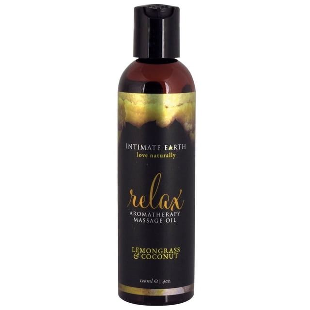 Intimate Earth Aromatherapy Scented Massage Oil, Lemon Grass & Coconut 4 oz