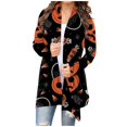 thumbnail image 2 of Women‘s Halloween Cardigan Sweater Skull Pumpkin Print Pattern Long Cardigans Sweater Coats Tops Ginger M, 2 of 5