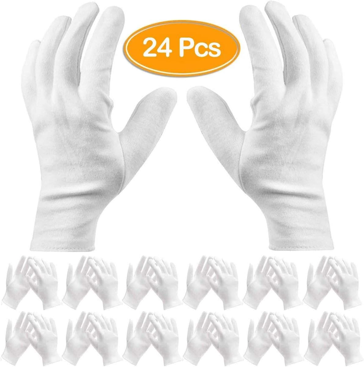 White Cotton Thin One size Cotton Gloves - 12-Pack for Hydration and Work