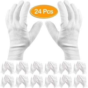 Gants de coton blanc mince taille unique - 12-Pack pour l'hydratation et le travail