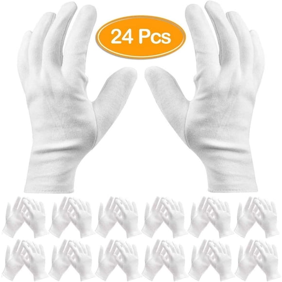 White Cotton Thin One size Cotton Gloves - 12-Pack for Hydration and Work
