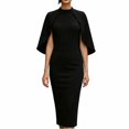 thumbnail image 2 of pstuiky Beach Dresses for Women, Women Solid Color Cloak Dress - Long Sleeve Cape Dress for Women with Pockets - Casual A-Line Swing Dress for Home, Office, or Party, 2 of 6