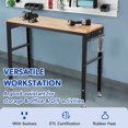 thumbnail image 2 of BeesClover Height Adjustable Workbench, Industrial Work Table, Heavy-Duty Workbench, 48" Garage Work Table with 1" Thick Oak Top & 2000 LBS Capacity, for Workshop, Office, Home, 2 of 7