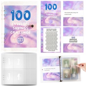 TopLLC 100 Enveloppe Challenge Binder avec enveloppes en espèces, A5 Taille, Couleurs assorties, paquet de 1