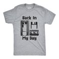 thumbnail image 1 of T-shirt pour Hommes « Back In My Day » Drôle Vieux Tech Cassette Disque Mou (Gris Chiné) - TTG, 1 of 3