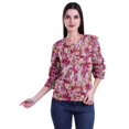 thumbnail image 2 of Moomaya Hauts Aguichant à Manches 3/4 pour Femmes Chemise Imprimée à Volants pour Femmes T-Shirt d'Été, 2 of 4