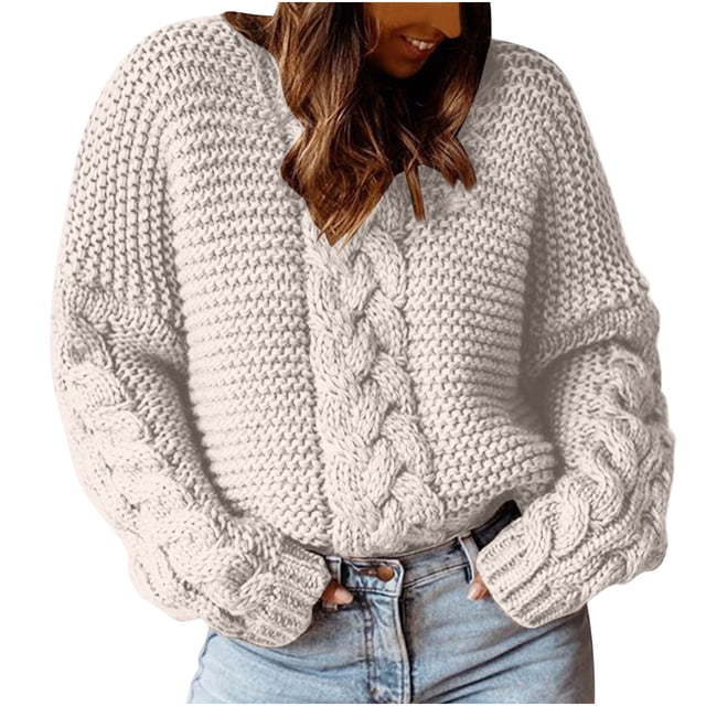 Timegard Plus Size Knit Tops for Women Crewneck Long Sleeve Sweaters Pullover Fall Winter Solid Color