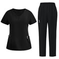 thumbnail image 1 of Ensemble de Sarraus Extensibles pour Femmes avec Pantalon Cagro, Uniforme Médical 2 Pcs, Ceinture de Yoga, Anti-Froissement, 1 of 4