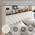 thumbnail image 4 of SIBEDS Queen LED Bed Frame with Galaxy Projector, Charging Station, 52" Headboard & 2 Drawers, No Box Spring Required, PU White, 4 of 9