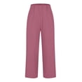 thumbnail image 4 of Dealovy Womens Cotton Linen Pants Plus Size Elastic High Waisted Solid Color Lightweight Summer Trousers, 4 of 6