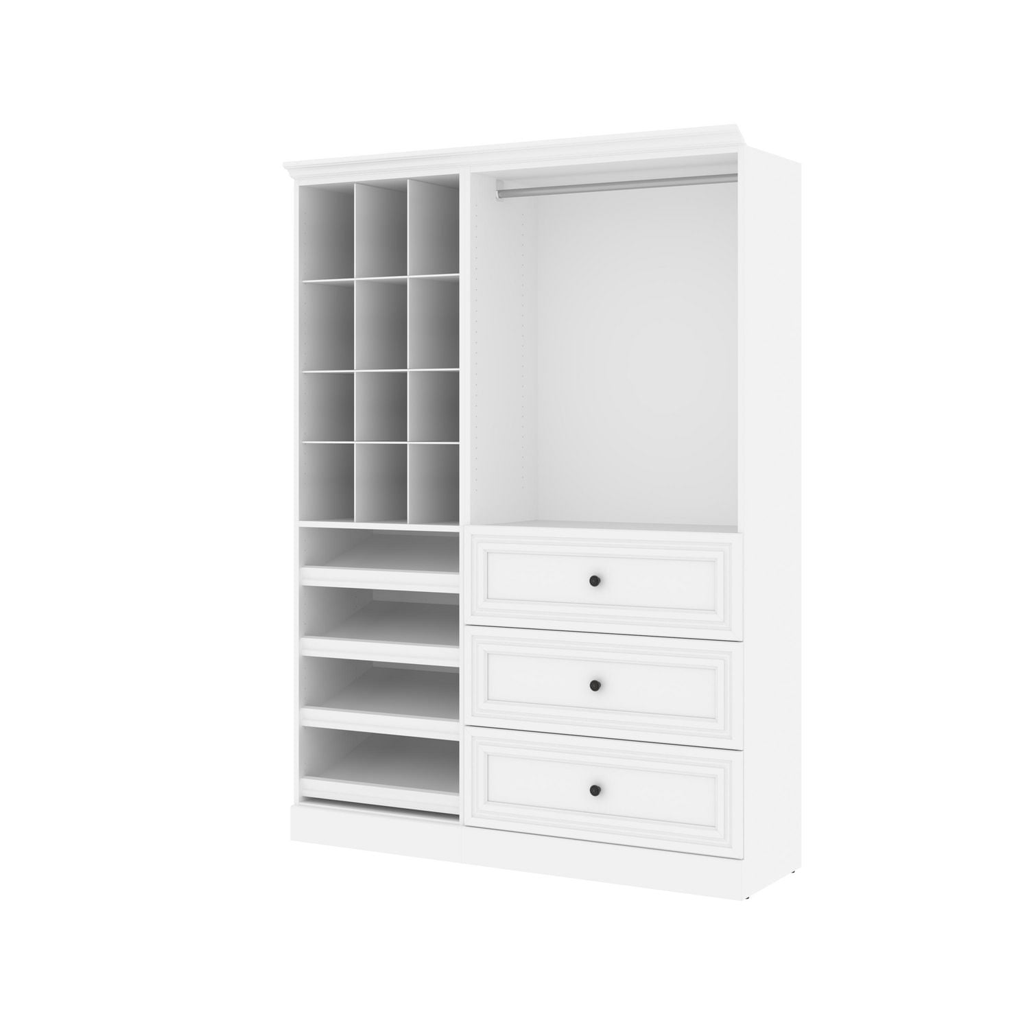 Bestar Versatile 61W Closet Organizer System with Drawers in white
