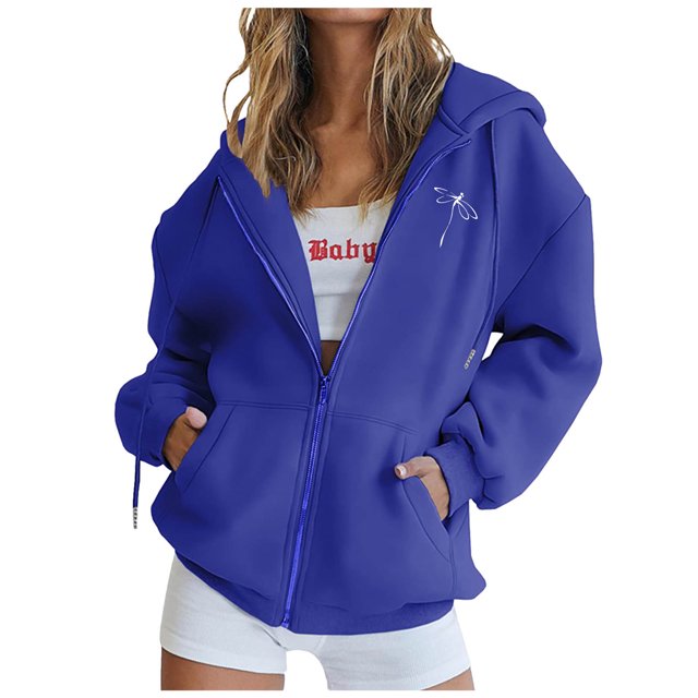 Chandails à Capuche Zippés pour Femmes Rabais de 50 % en Liquidation Mode Fermeture Éclair Col en V Hauts à Enfiler Manches Longues Blouse à Capuche Imprimée Chandail