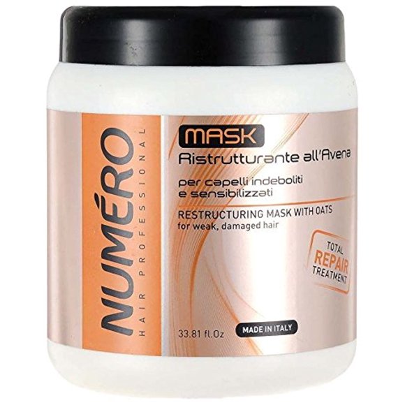 BRELIL Numero Restructuring Cream Mask Hair with Oat Extracts (33.81 fl.oz)