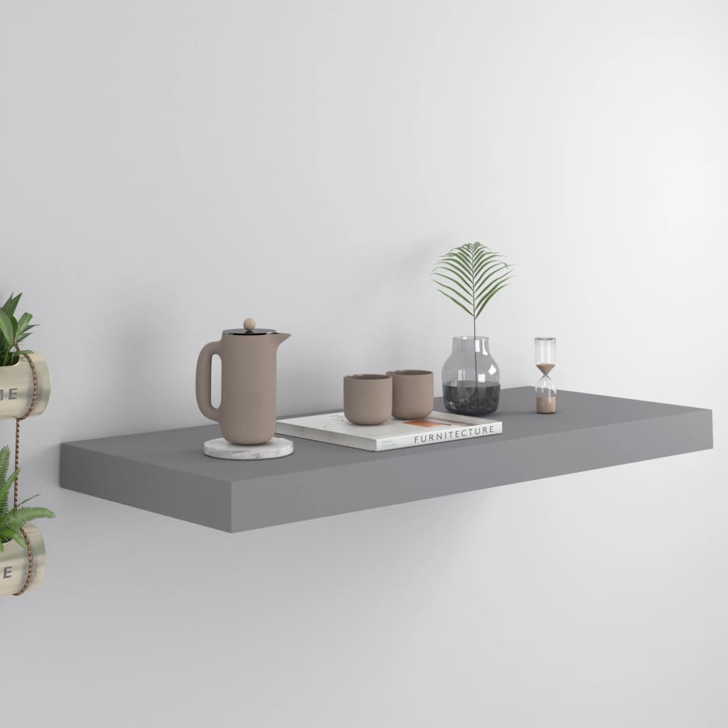 vidaXL Tablette Murale Flottante Gris 60x23,5x3,8 cm MDF