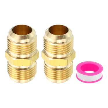 Unique Bargains 5/8 Inch Male Flare x 5/8 Inch Male Flare Connector Brass Adapter Union Tube Coupler, 2Pcs