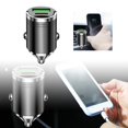 thumbnail image 1 of Fast Charging Car Charger, Mini USB Type-C Adapter, 2 Ports with Hidden Light, Overcharge Protection for Phones & Tablets, 1 of 5