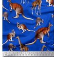 thumbnail image 1 of Soimoi Blue Rayon Fabric Kangaroo & Giraffe Animal Decor Fabric Printed Yard 42 Inch Wide, 1 of 3