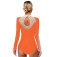 thumbnail image 2 of RUNQHUI Women's Long Sleeve Gymnastics Leotard Shiny Rhinestone Bodysuit for Acrobattics Performance 04Orange L, 2 of 7