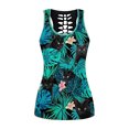 thumbnail image 1 of Ensemble de Chemises Sans Manches Imprimées pour Femmes, Ensemble de Shorts à Cordon, 1 of 9