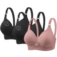 thumbnail image 2 of Bras for Women, 3PCS Womans Printing Gathered Together Large Size Daily Bra Underwear No Rims, 2 of 9