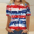 thumbnail image 2 of Pisexur Blouses pour Femmes Habillées Décontractées T-Shirt à Manches Courtes Col Rond Imprimé Jour de l'Indépendance pour Femmes, Hauts d'Été pour Femmes Multicolore, S, 2 of 5