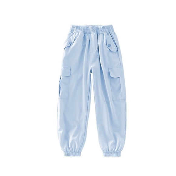 Tranfacy Summer Pants, Girls Pants, Cargo Pants for Children 6-16Y Elastic Waist Pants Summer Casual Long Pants Trousers with Pockets