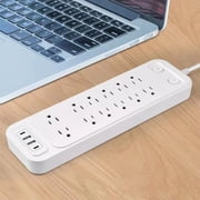 US Specification Socket Plug, Household Power Strip, Multifunctional Ports, 12 AC Outlets, USB & Type-C, Overload Protection, 1.8M Cord, Multiple Security Certificates, For Home/Office