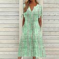 thumbnail image 1 of Babysbule Liquidation Robes d'Été pour Femmes, Mode Femmes Décontractée Ample Imprimé Papillon Col en V Manches Mi-Longues Boutons Poches Robe Longue, 1 of 5