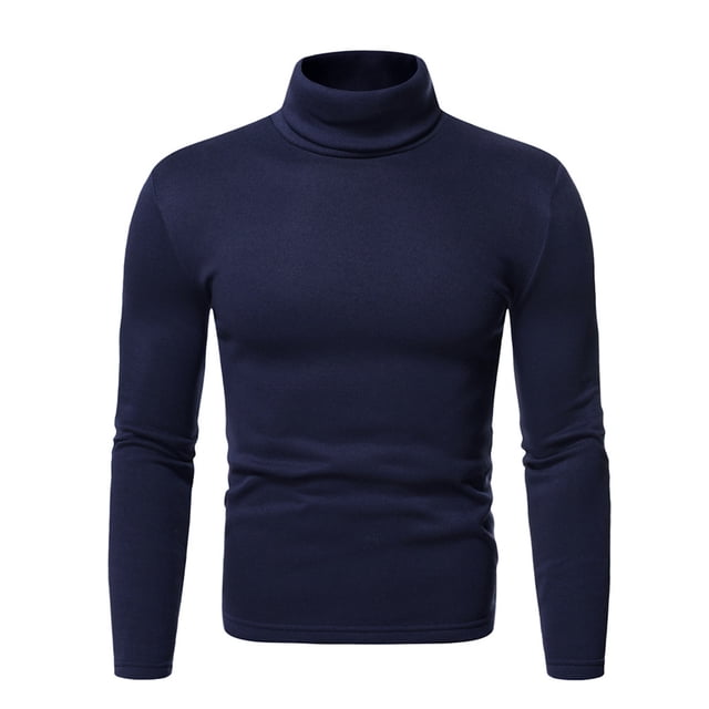 RKSTN Long Sleeve Tee Shirts for Men Turtleneck Solid Color Tops Fall Winter Soft Stretch Bottoming Blouse Tops