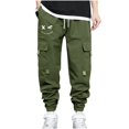 thumbnail image 2 of RXIRUCGD Pantalon Cargo Décontracté Sportif Multi-Poches Tendance Mode Homme, Vert Armée, Taille : 2TG, 2 of 6