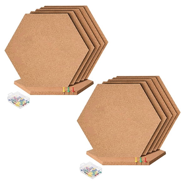 12Pcs Hexagon Cork Board Tiles Self Adhesive Thick Corkboards for Wall Memo Boards Pin Board Decorative Bulletin Board